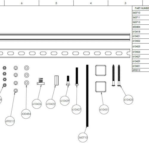 Handicare 360704 Homecare Hardware Kit Bottom Up Down components