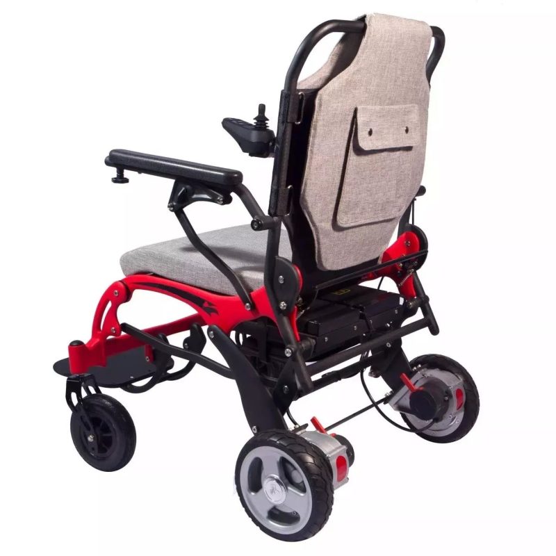 RedCarbonFiberFoldingLithiumWheelchairBackCorner